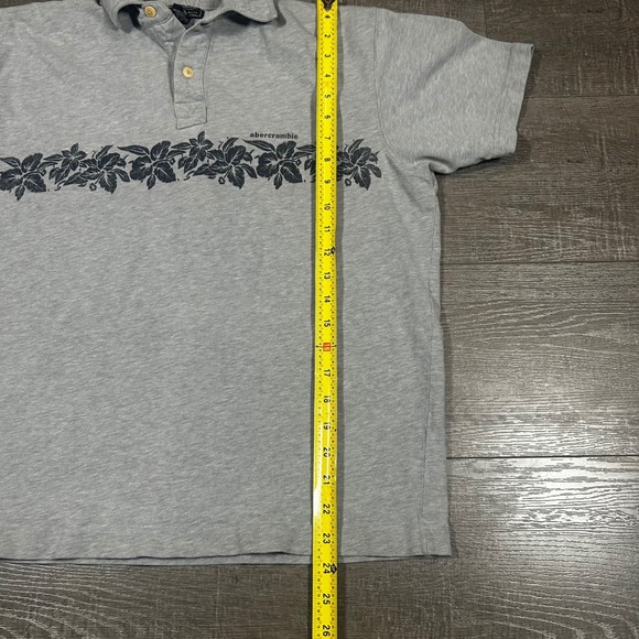 Abercrombie Kids Gray Floral Print Short Sleeve Polo Shirt Size L - Picture 3 of 6